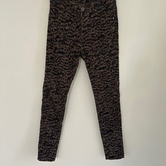 AG Adriano Goldschmied Farrah Velvet Animal Print Skinny Ankle Jeans SZ27R - Picture 1 of 13